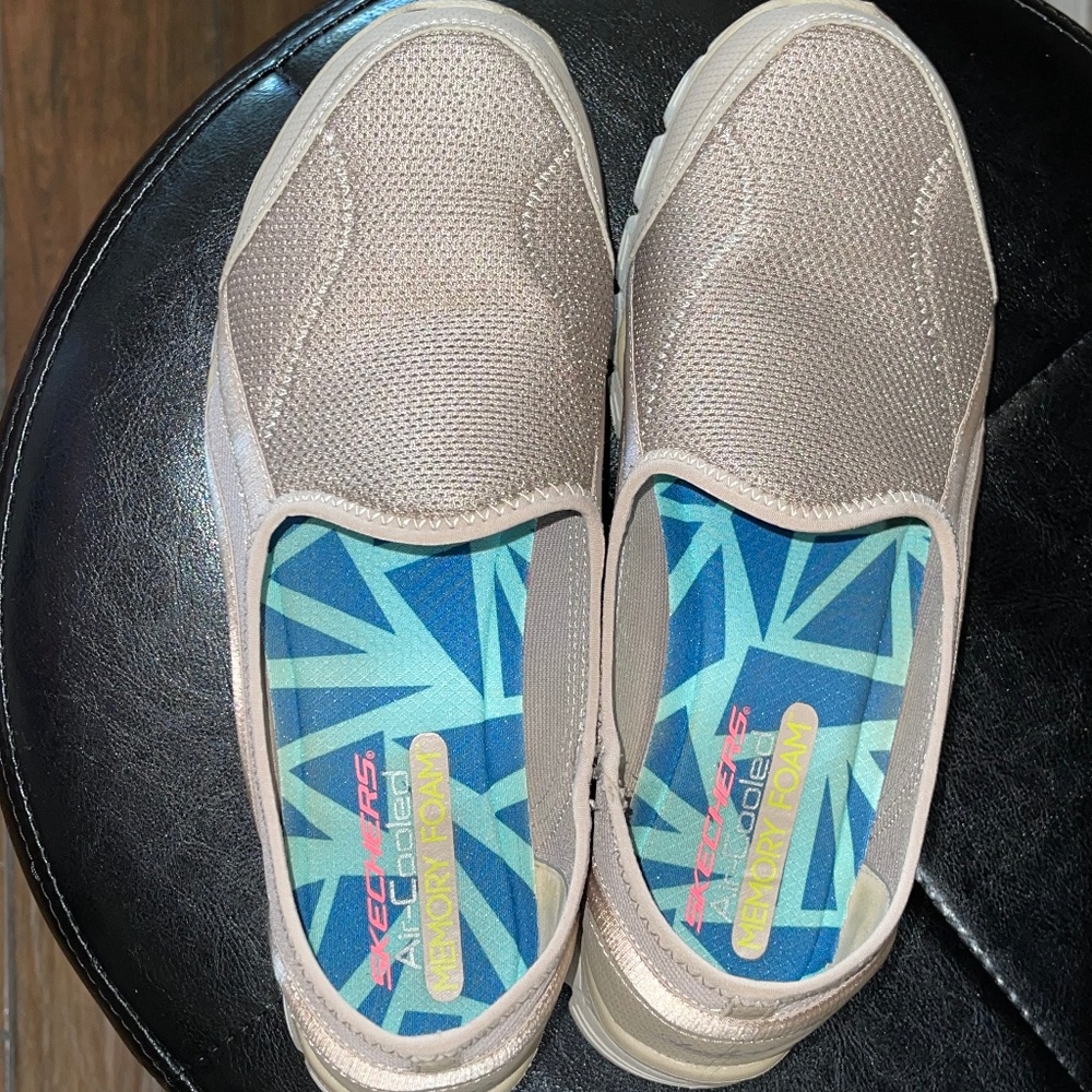 Beige Sketchers Slip Ons